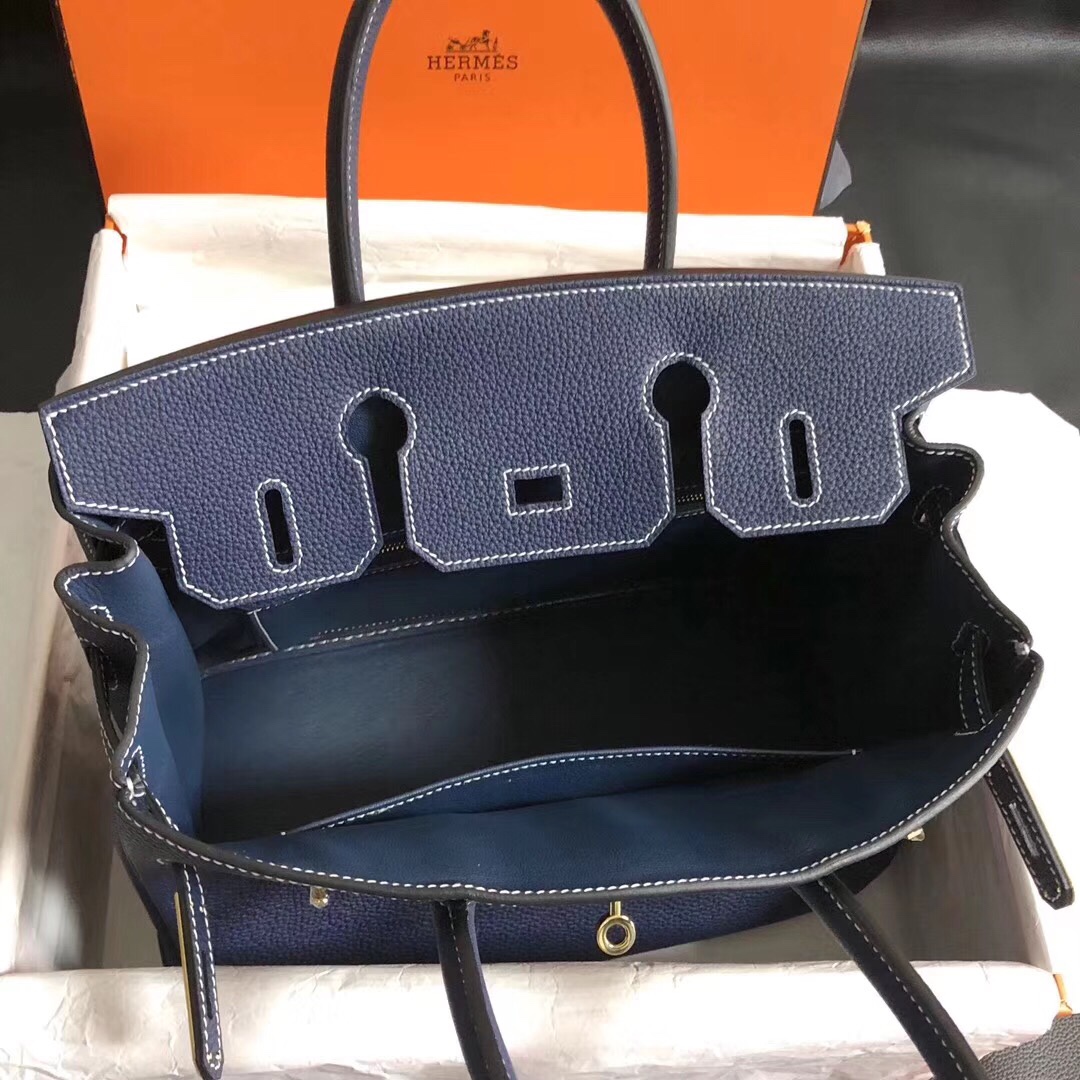 Hermes Birkin 35CM Togo Leather Handbag Dark Blue